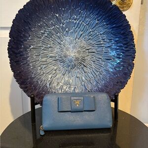 Prada Blue Bow Zip Wallet